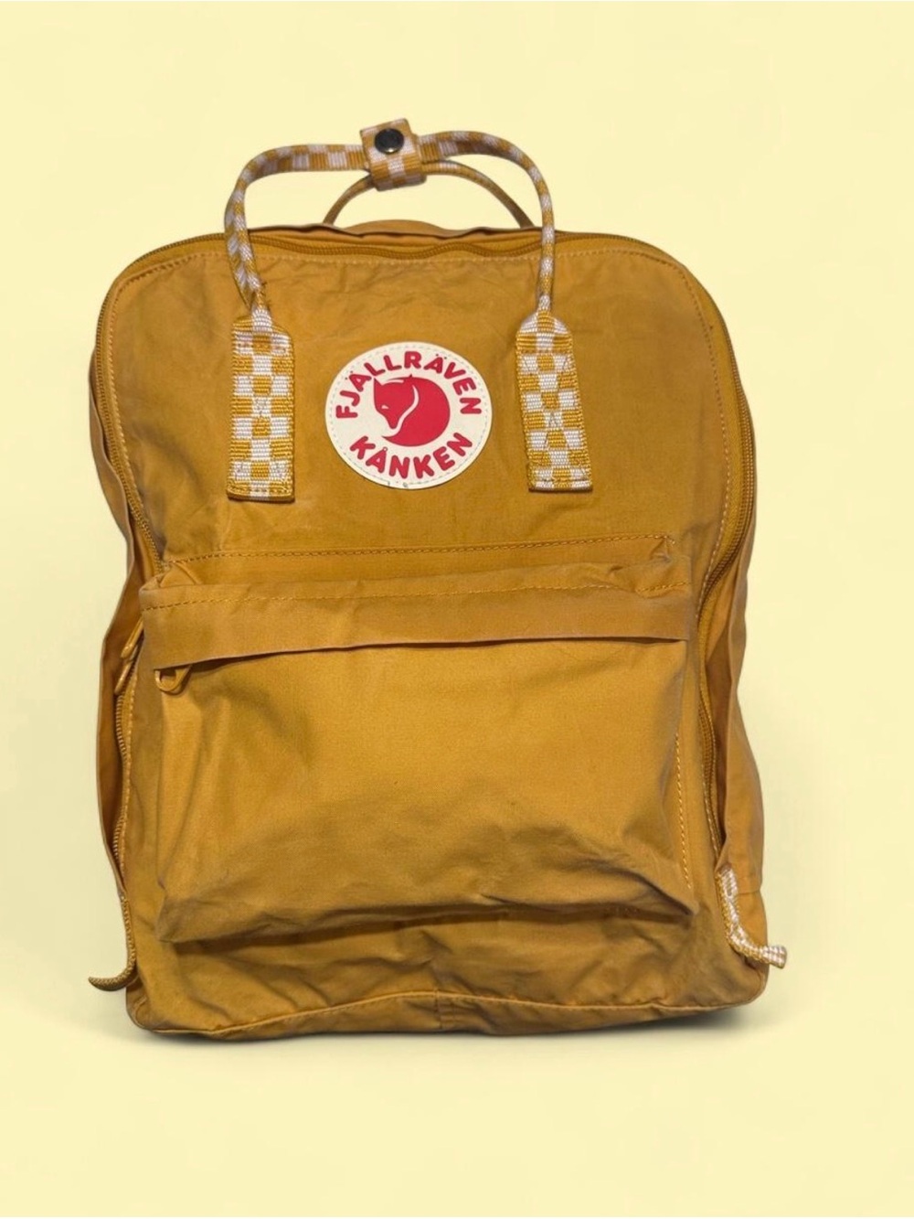 Fjällräven Kånken Classic Backpack – Ochre Chess Pattern